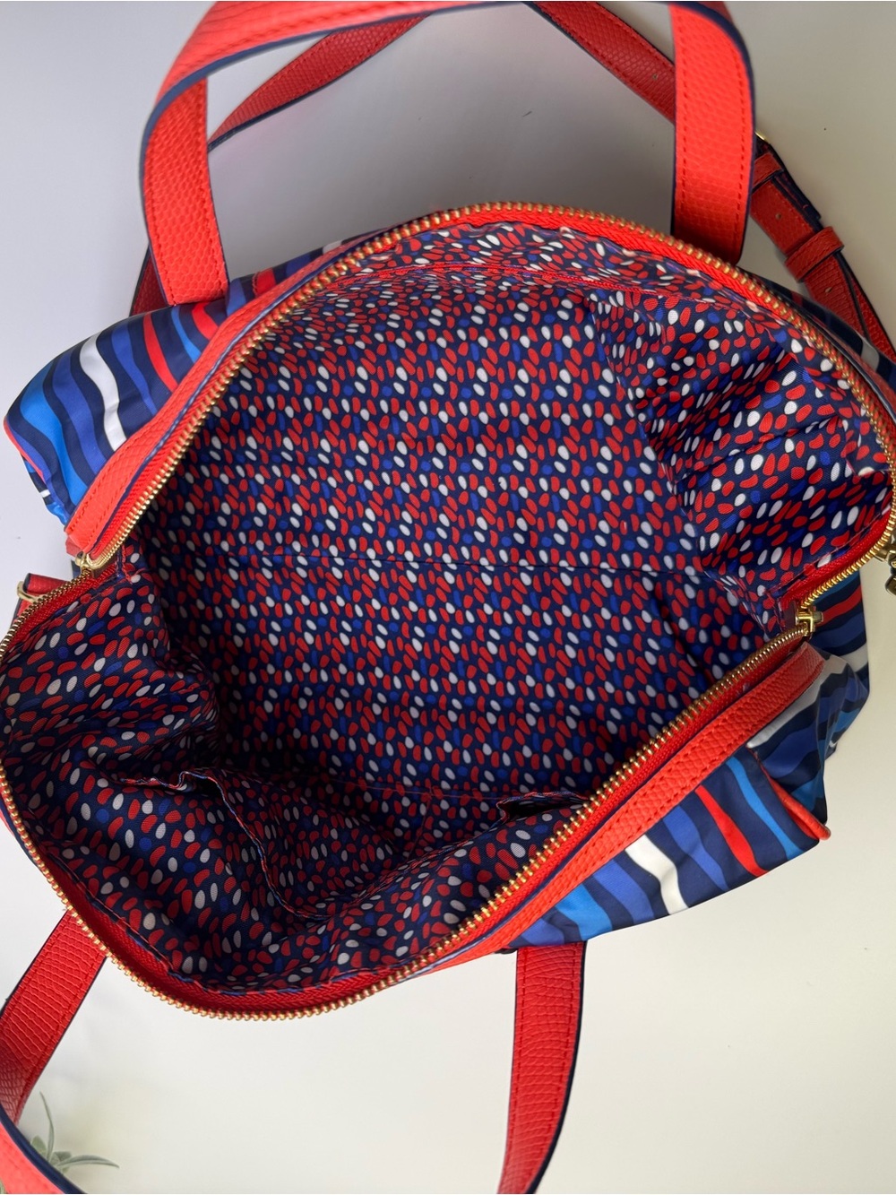Vera Bradley Cobalt Stripe Preppy Poly Marlo Nylon Satchel Bag Crossbody Bag - Picture 8 of 16